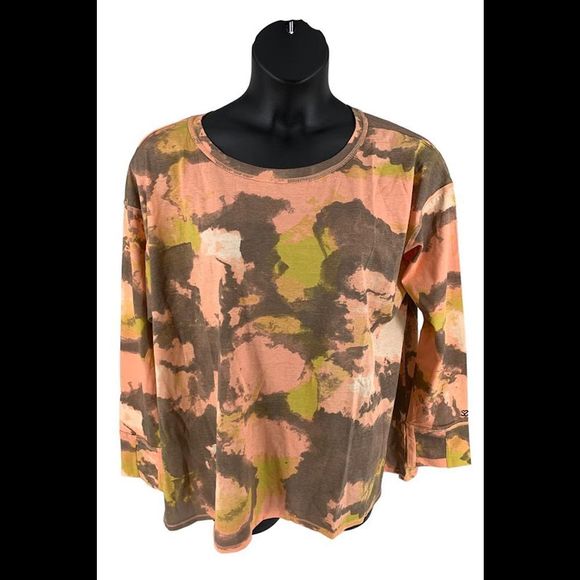 Seed to Style Organic Cotton Watercolor Print Long-Sleeve Top Sunset - Regular - Picture 1 of 2